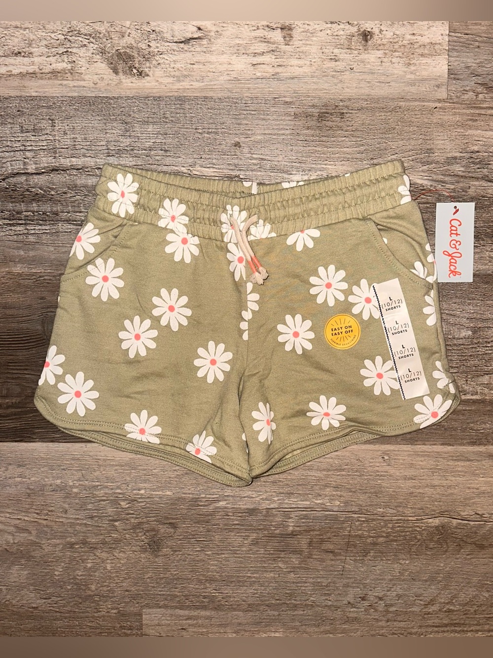 Cat & Jack Olive Green Daisy Print Athletic Shorts